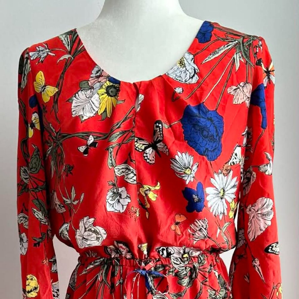 Juicy Couture Black Label Scarlet Botanical Print Pure Silk Maxi Dress – US XS